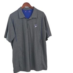 Milwaukee Brewers Polo Shirt MLB Men's XL Antigua Team Short Sleeve Gray Basebal